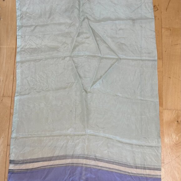 Christian Dior Vintage Silk Scarf Blue Striped Print Made in France 17x41" - Picture 4 of 7